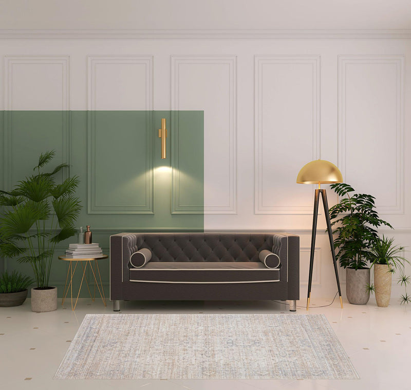 5' X 8' Gray Botanical Area Rug