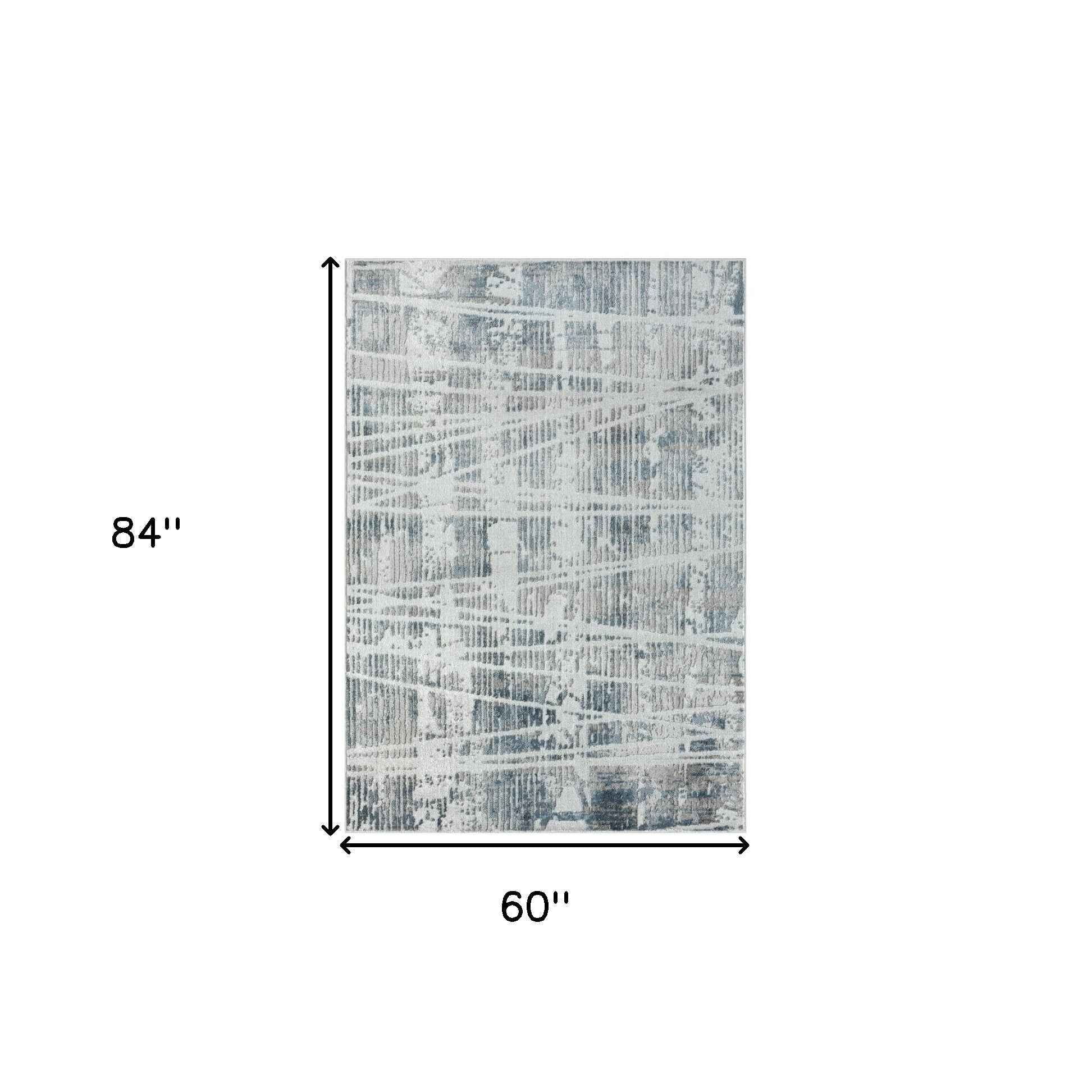 5' X 7' Blue Abstract Area Rug