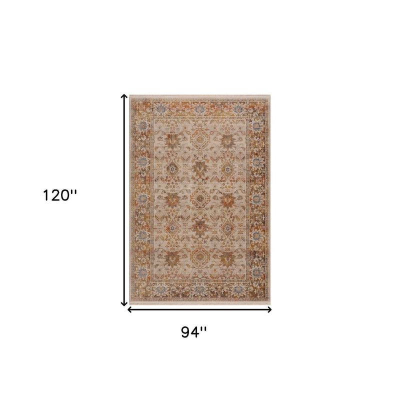 8' X 10' Ivory Oriental Area Rug