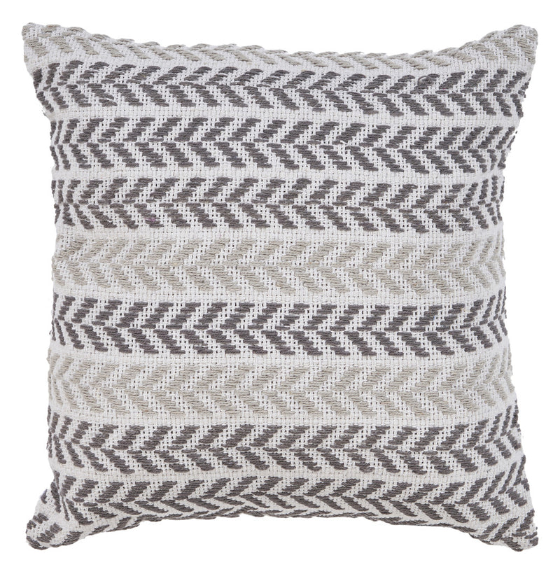 18" X 18" Gray and White Chevron Cotton Zippered Pillow
