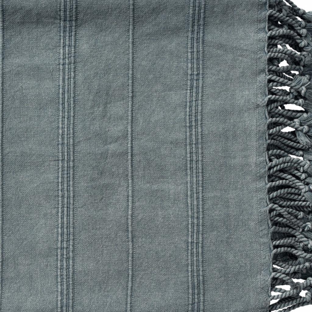 Gray Woven Cotton Striped Throw Blanket Default Title