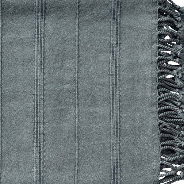 Gray Woven Cotton Striped Throw Blanket Default Title