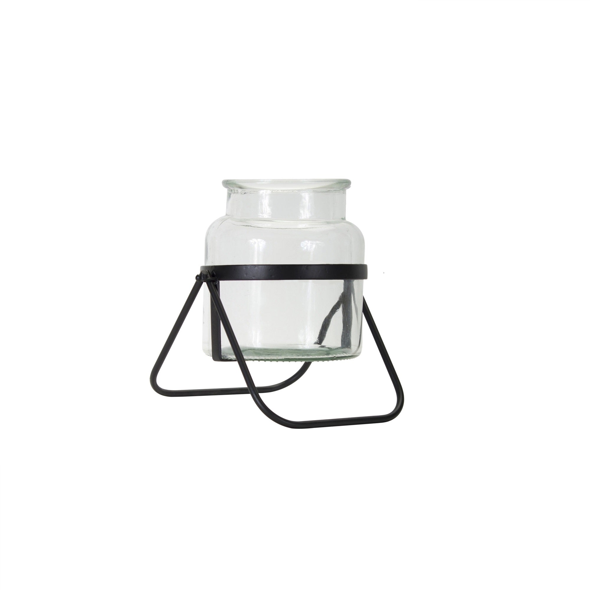 Set Of Two 9" Metal Black Round Table vase Default Title