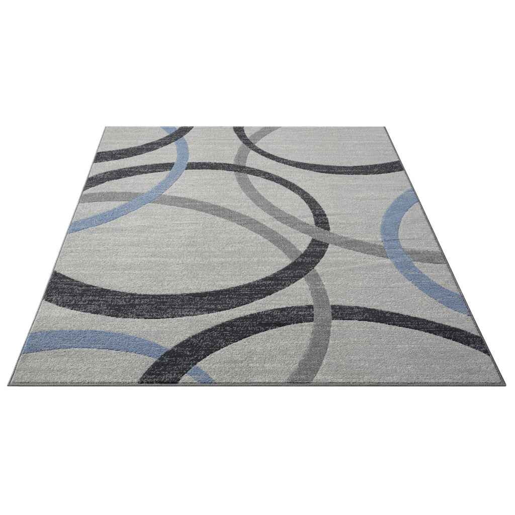 8' X 10' Blue Geometric Area Rug
