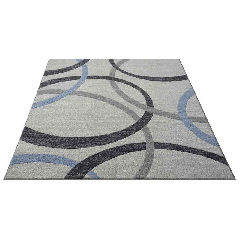 8' X 10' Blue Geometric Area Rug