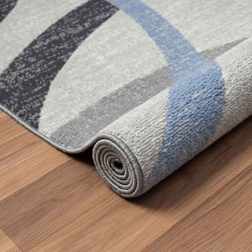 8' X 10' Blue Geometric Area Rug