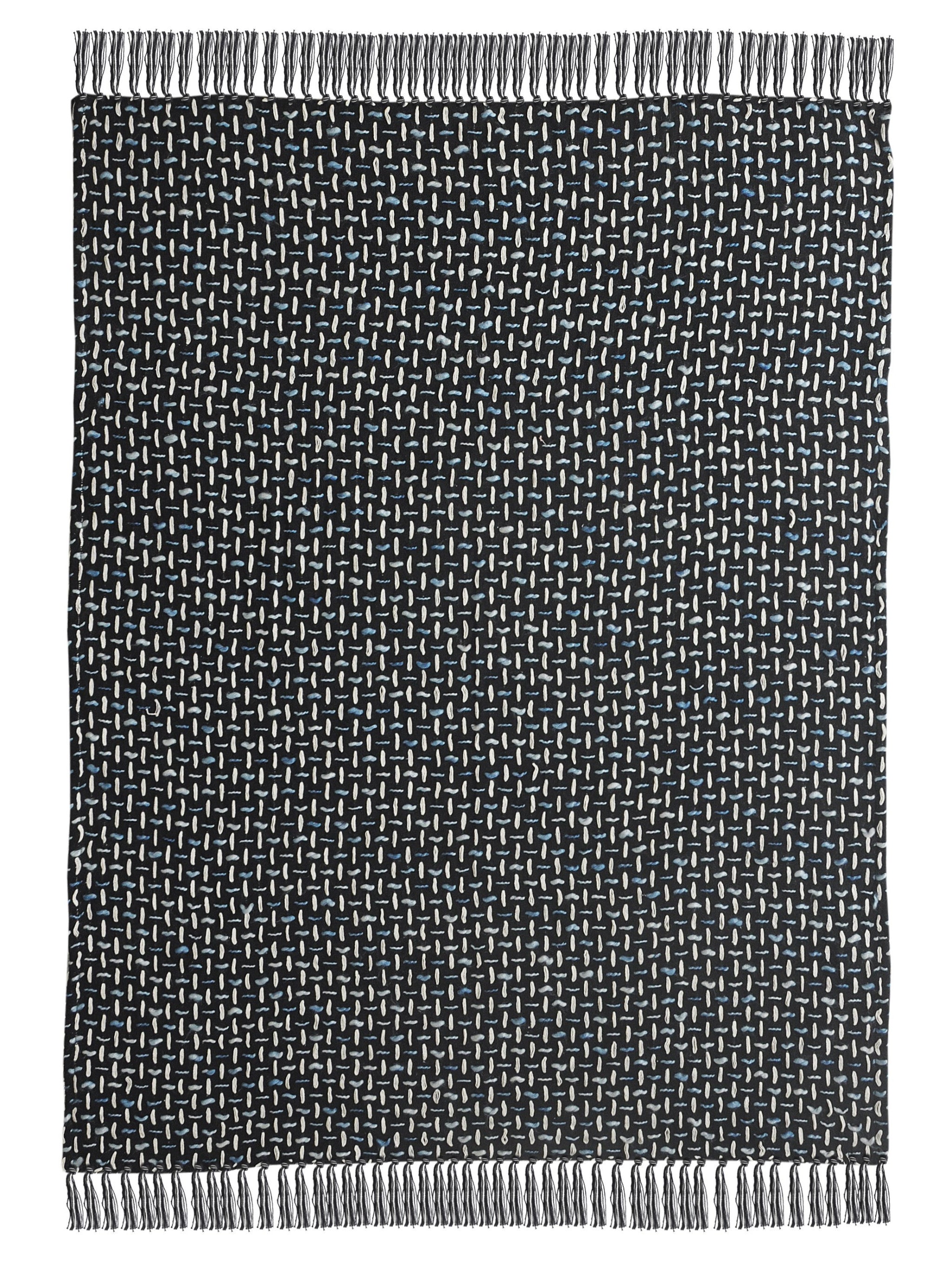 Black and Blue Woven Cotton Geometric Throw Blanket Default Title
