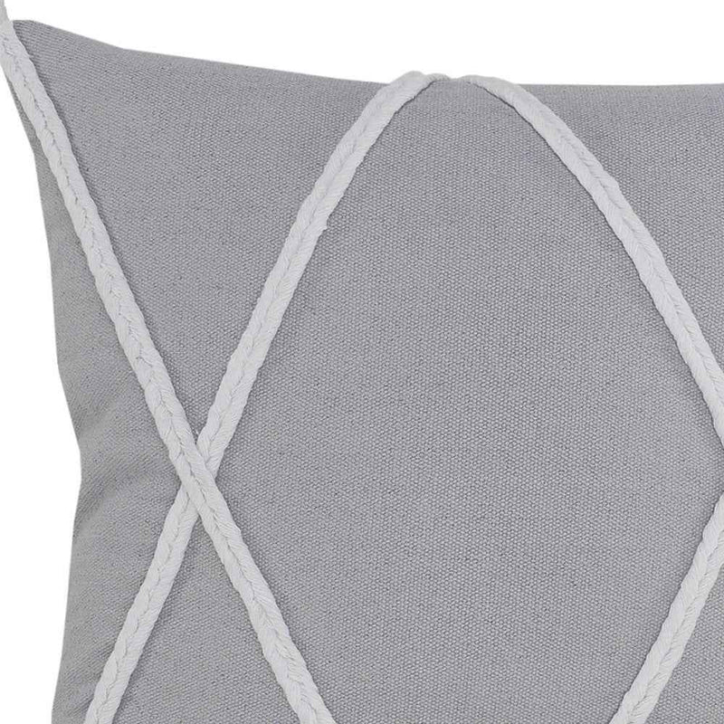 20" X 20" Light Gray And White 100% Cotton Coastal Zippered Pillow