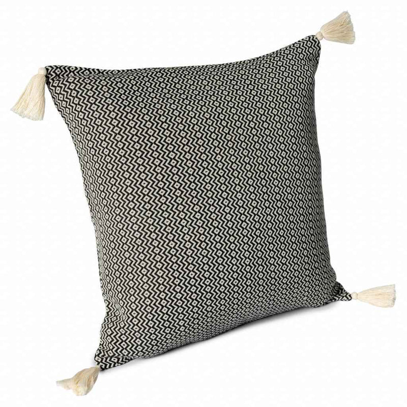 18" X 18" Black 100% Cotton Geometric Zippered Pillow