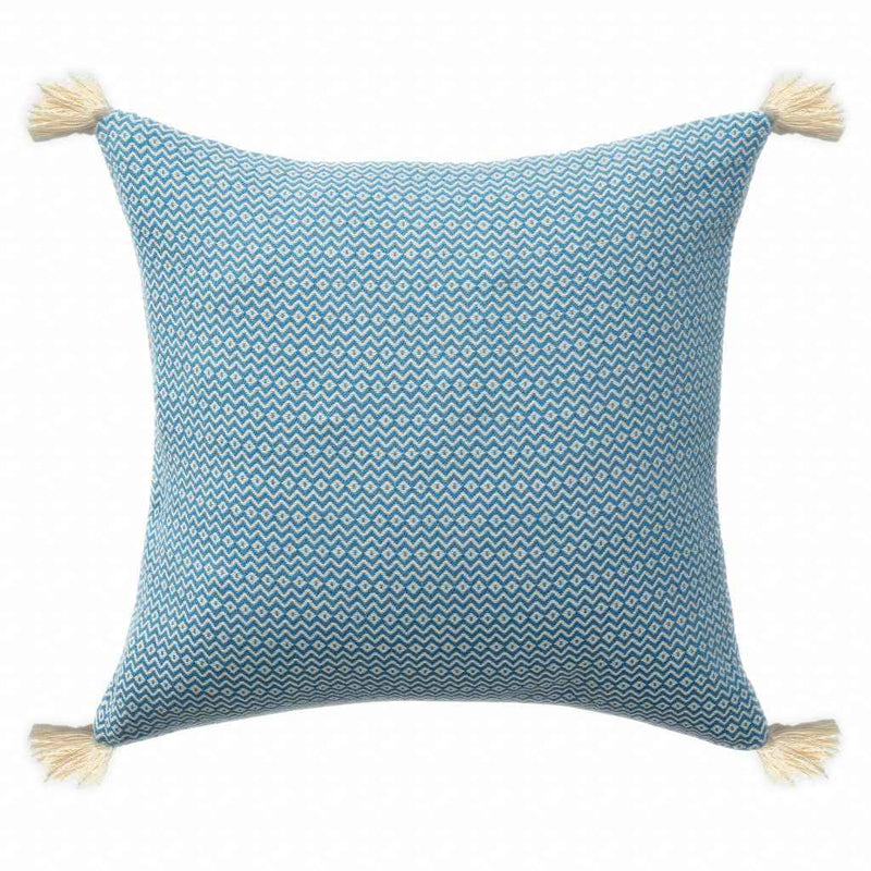 18" X 18" Light Blue 100% Cotton Geometric Zippered Pillow