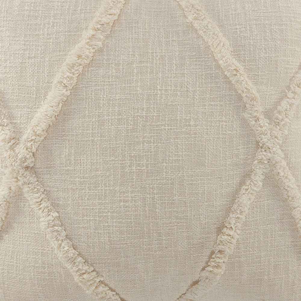 20" X 20" Ivory 100% Cotton Zippered Pillow