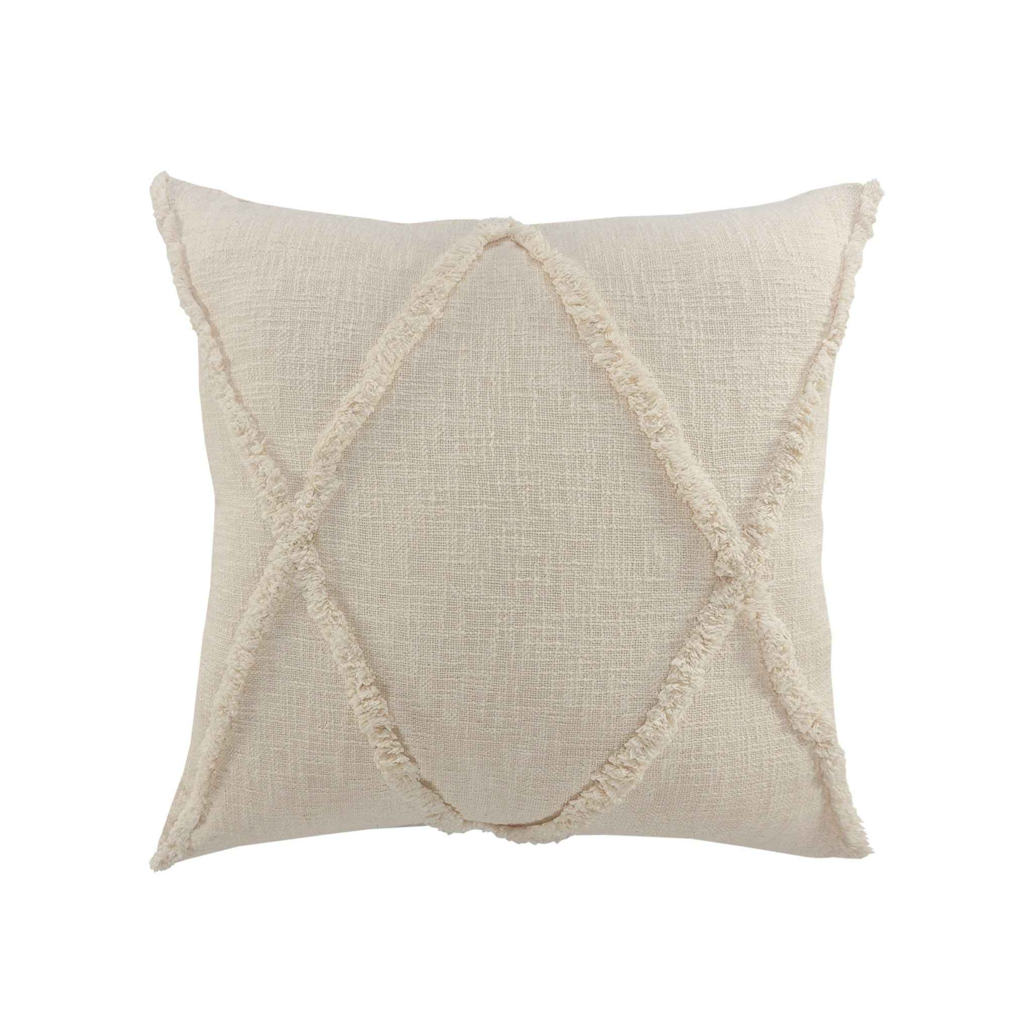 20" X 20" Ivory 100% Cotton Zippered Pillow