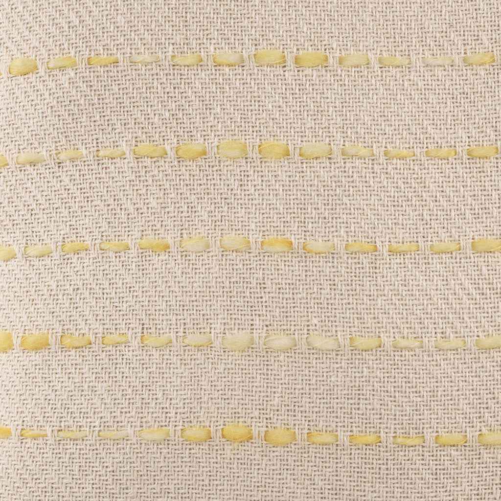 20" X 20" Golden Yellow And Ivory 100% Cotton Striped Zippered Pillow