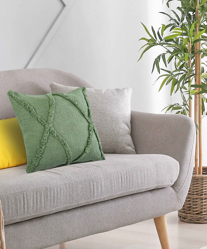 20" X 20" Forest Green Diamond Cotton Zippered Pillow