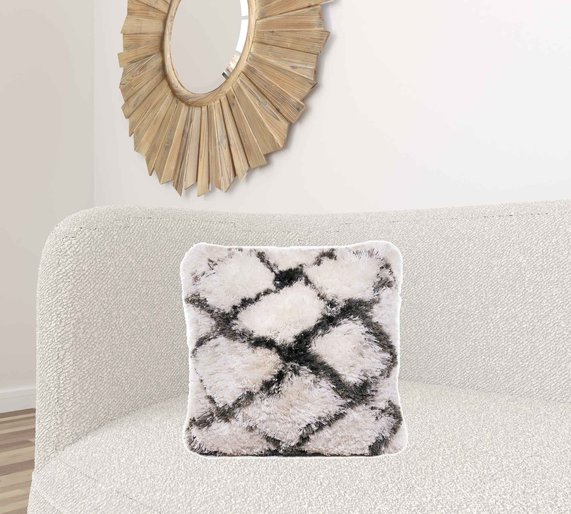20" X 20" Black And White Polyester Geometric Zippered Pillow