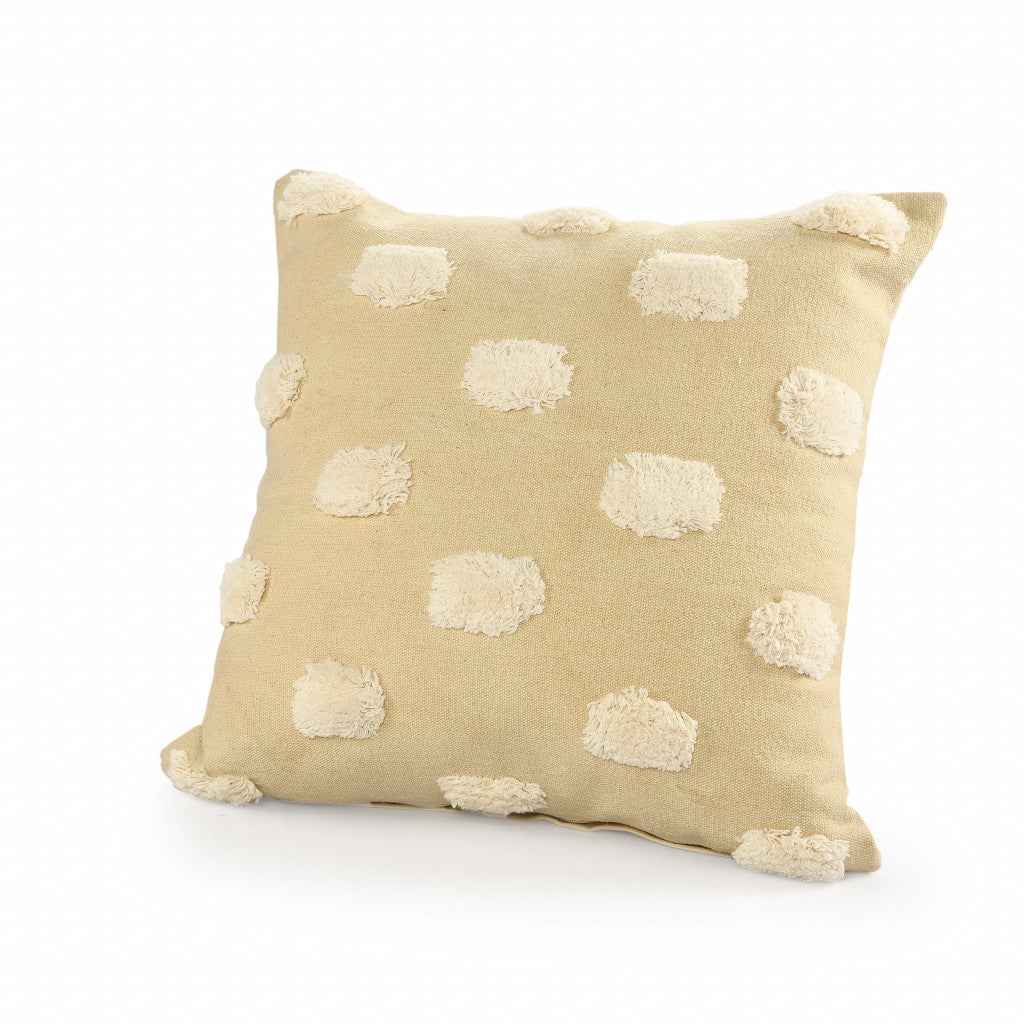 20" X 20" Cream And White 100% Cotton Zippered Pillow