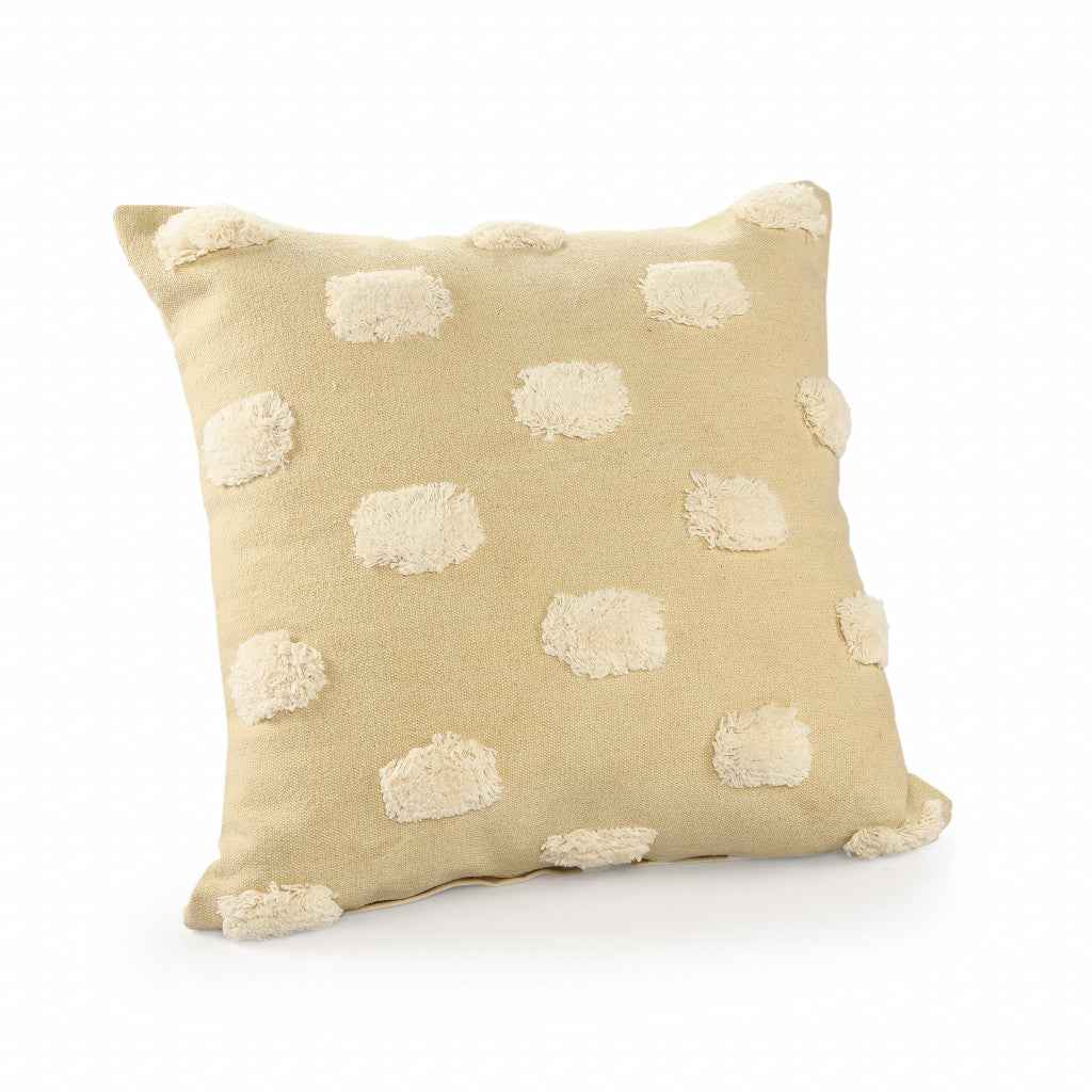 20" X 20" Cream And White 100% Cotton Zippered Pillow