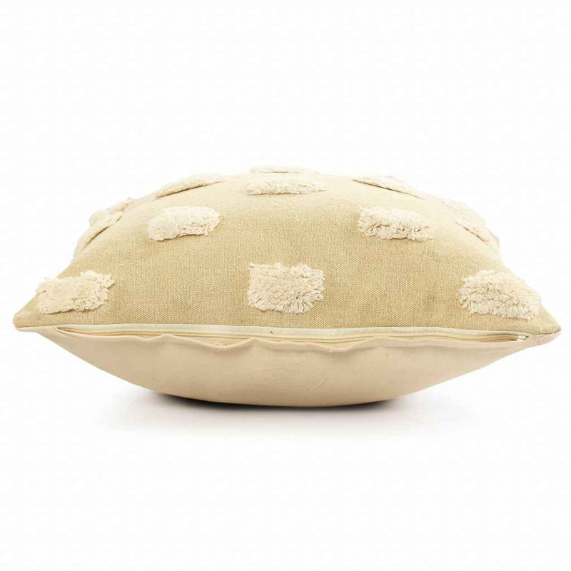 20" X 20" Cream And White 100% Cotton Zippered Pillow