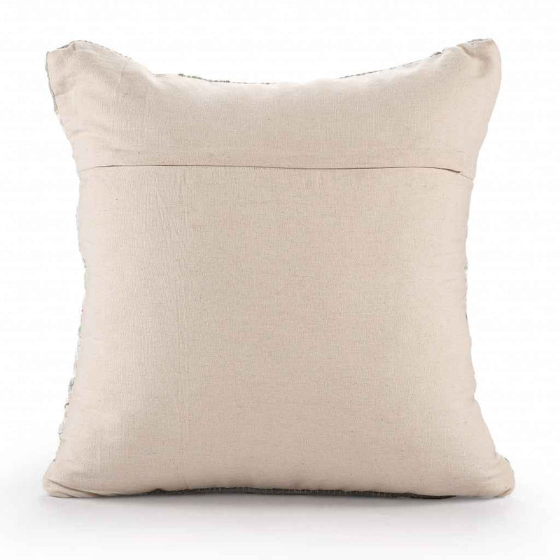 20" X 20" Blue and Off White Abstract Cotton Pillow