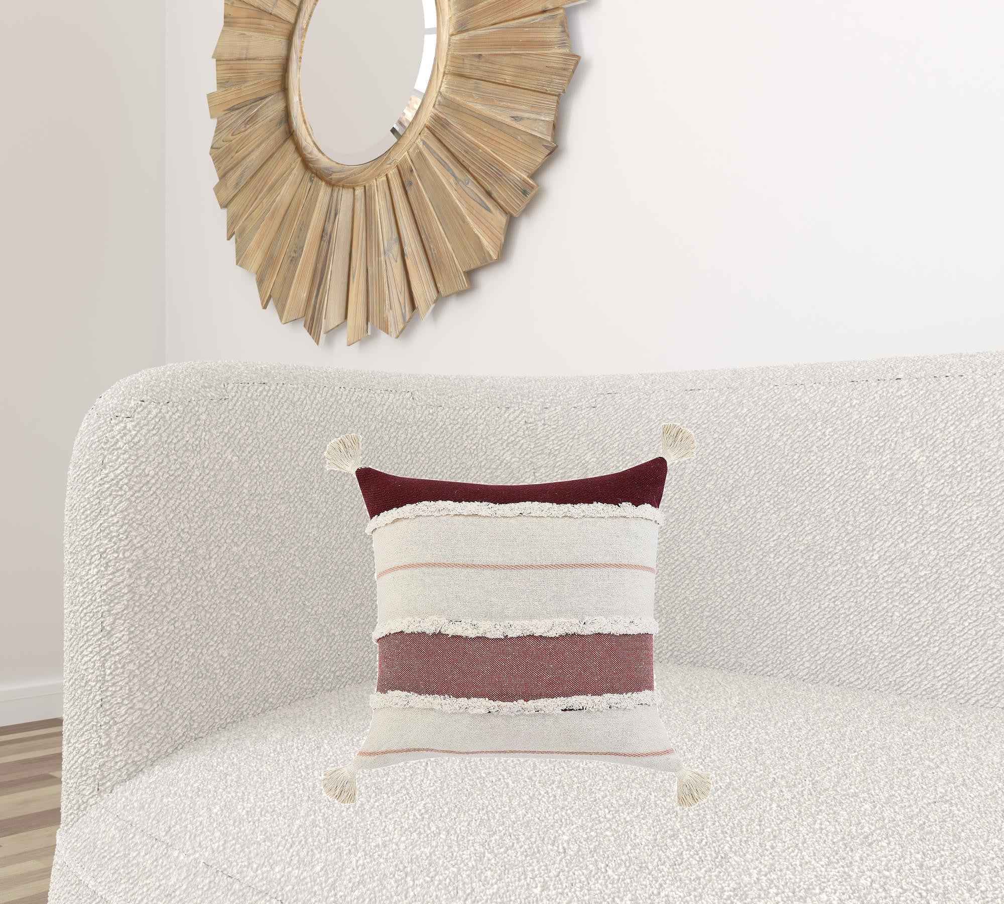 20" X 20" 100% Cotton Striped Zippered Pillow