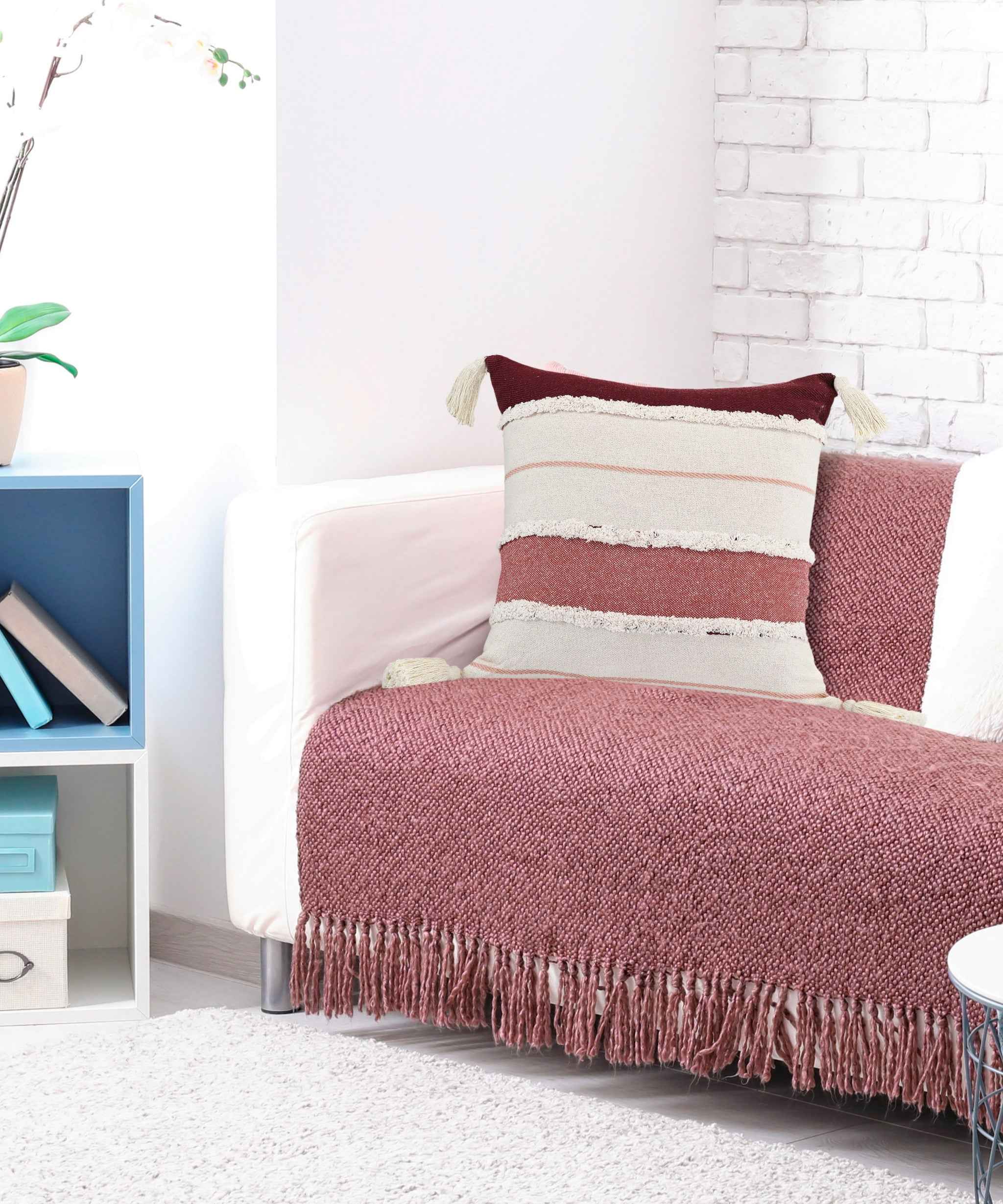 20" X 20" 100% Cotton Striped Zippered Pillow