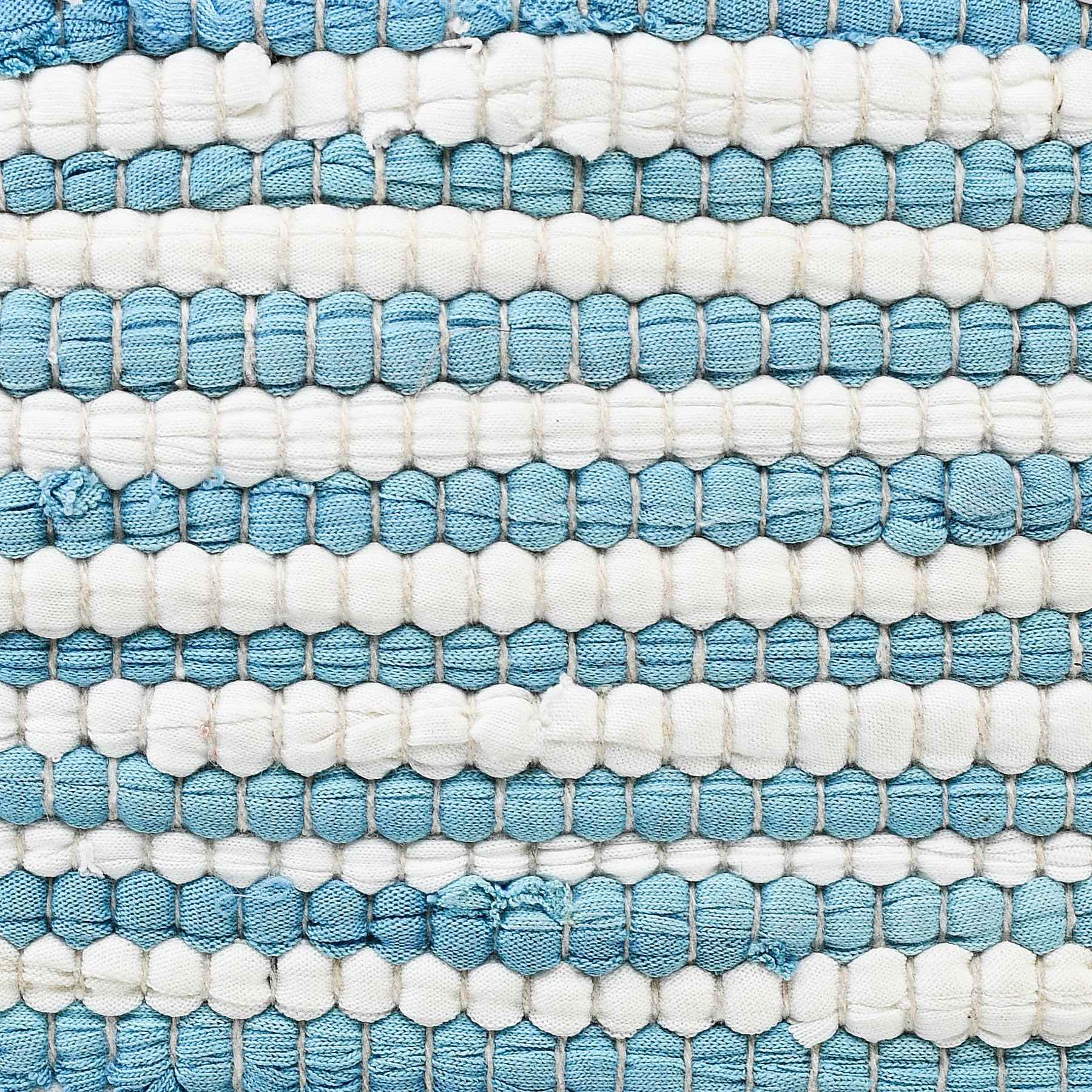 20" X 20" Air Blue White And Tan 100% Cotton Striped Zippered Pillow