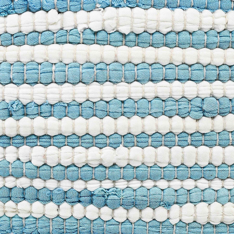 20" X 20" Air Blue White And Tan 100% Cotton Striped Zippered Pillow