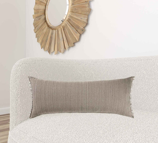 14" X 36" Tan Linen Zippered Pillow