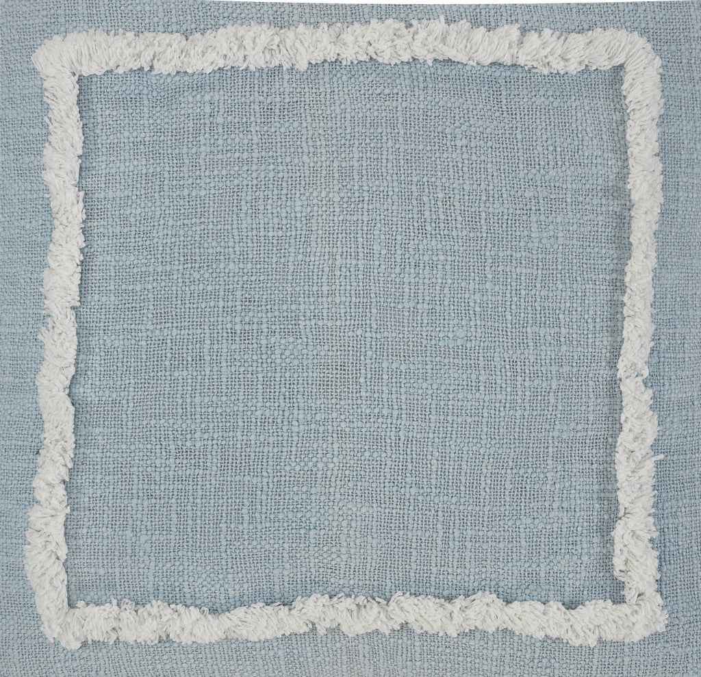 20" X 20" Sky Blue And White 100% Cotton Geometric Zippered Pillow