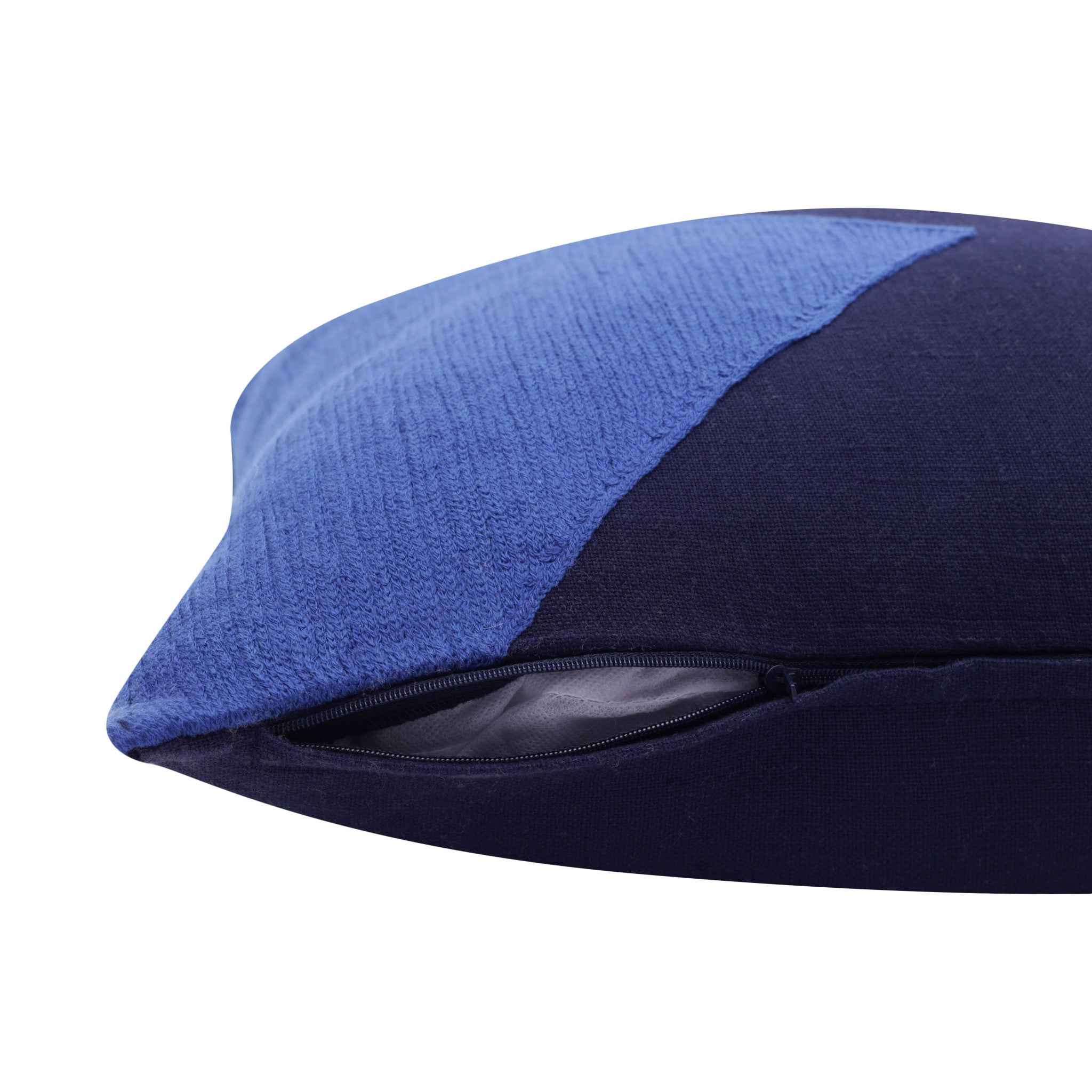 20" X 20" Cobalt Blue And Navy 100% Cotton Abstract Zippered Pillow