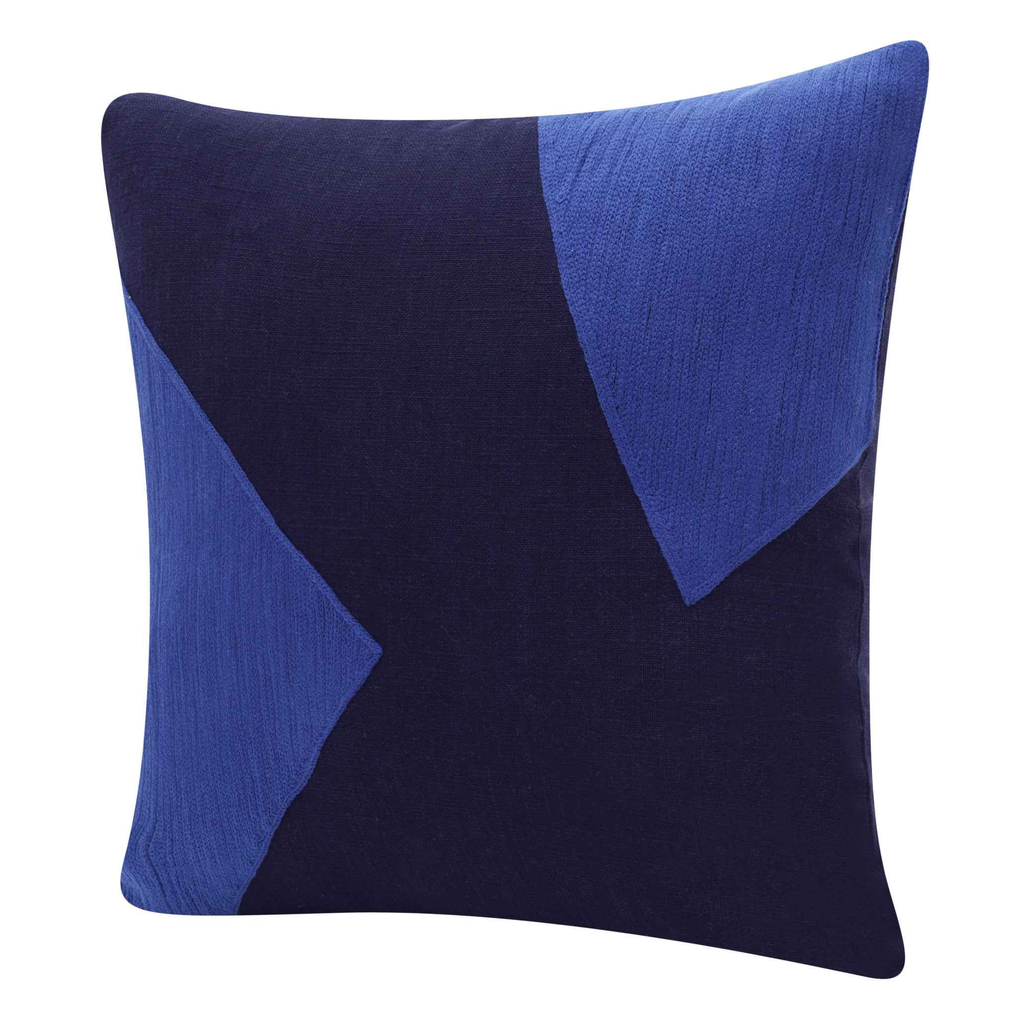 20" X 20" Cobalt Blue And Navy 100% Cotton Abstract Zippered Pillow