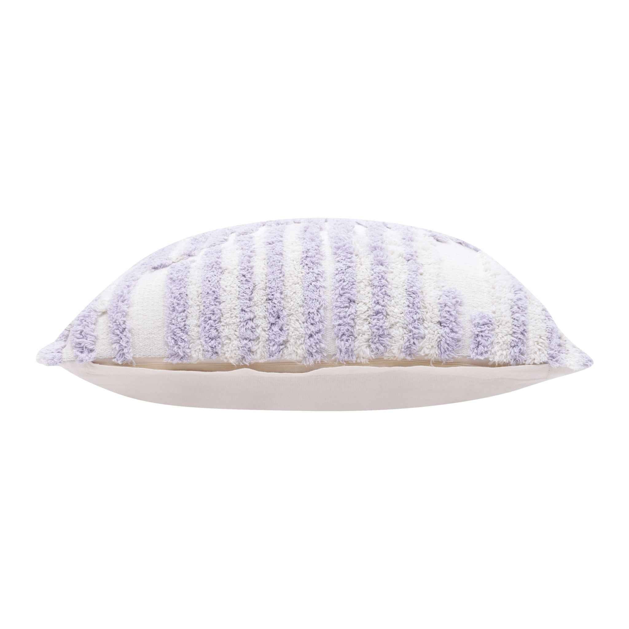 22" X 22" Purple And White 100% Cotton Striped Zippered Pillow