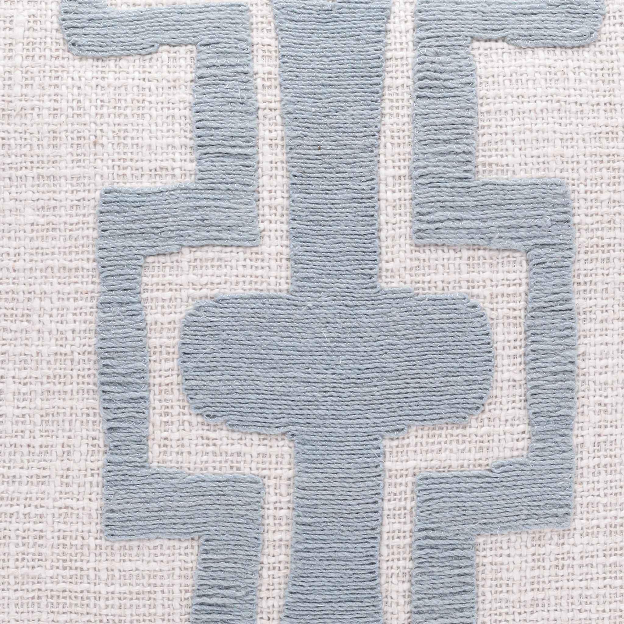 20" X 20" Ocean Blue And Ivory 100% Cotton Geometric Zippered Pillow