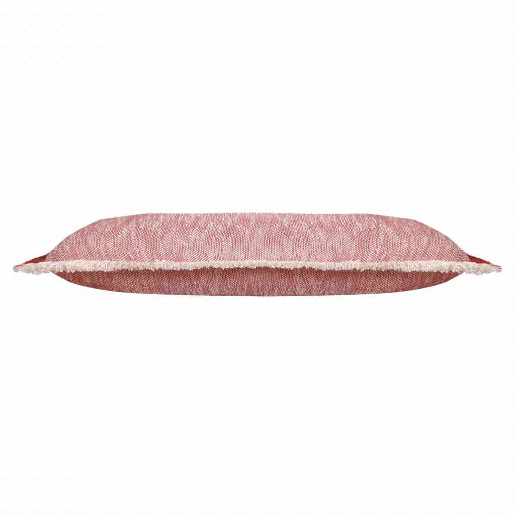 14" X 36" Auburn Red And White 100% Cotton Geometric Zippered Pillow