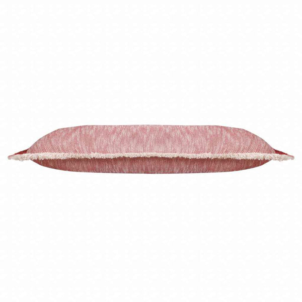 14" X 36" Auburn Red And White 100% Cotton Geometric Zippered Pillow