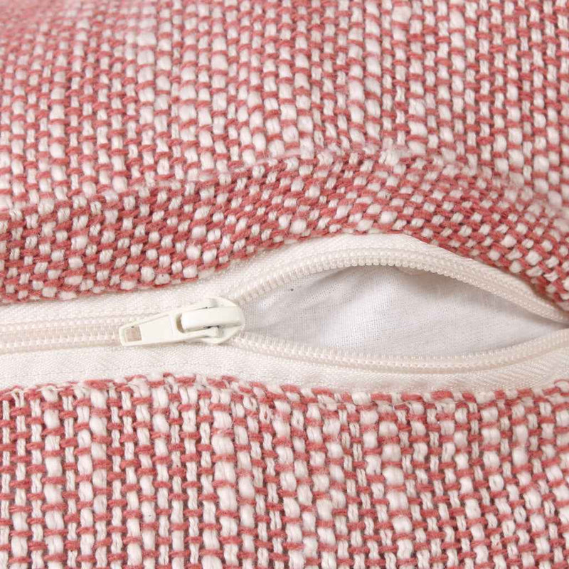 14" X 36" Auburn Red And White 100% Cotton Geometric Zippered Pillow