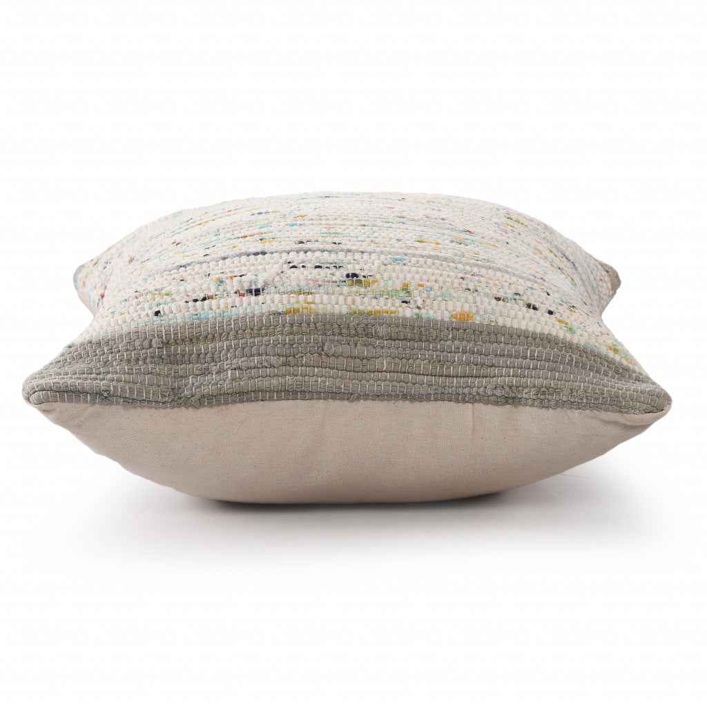 20" X 20" Gray And Off-White 100% Cotton Abstract Zippered Pillow