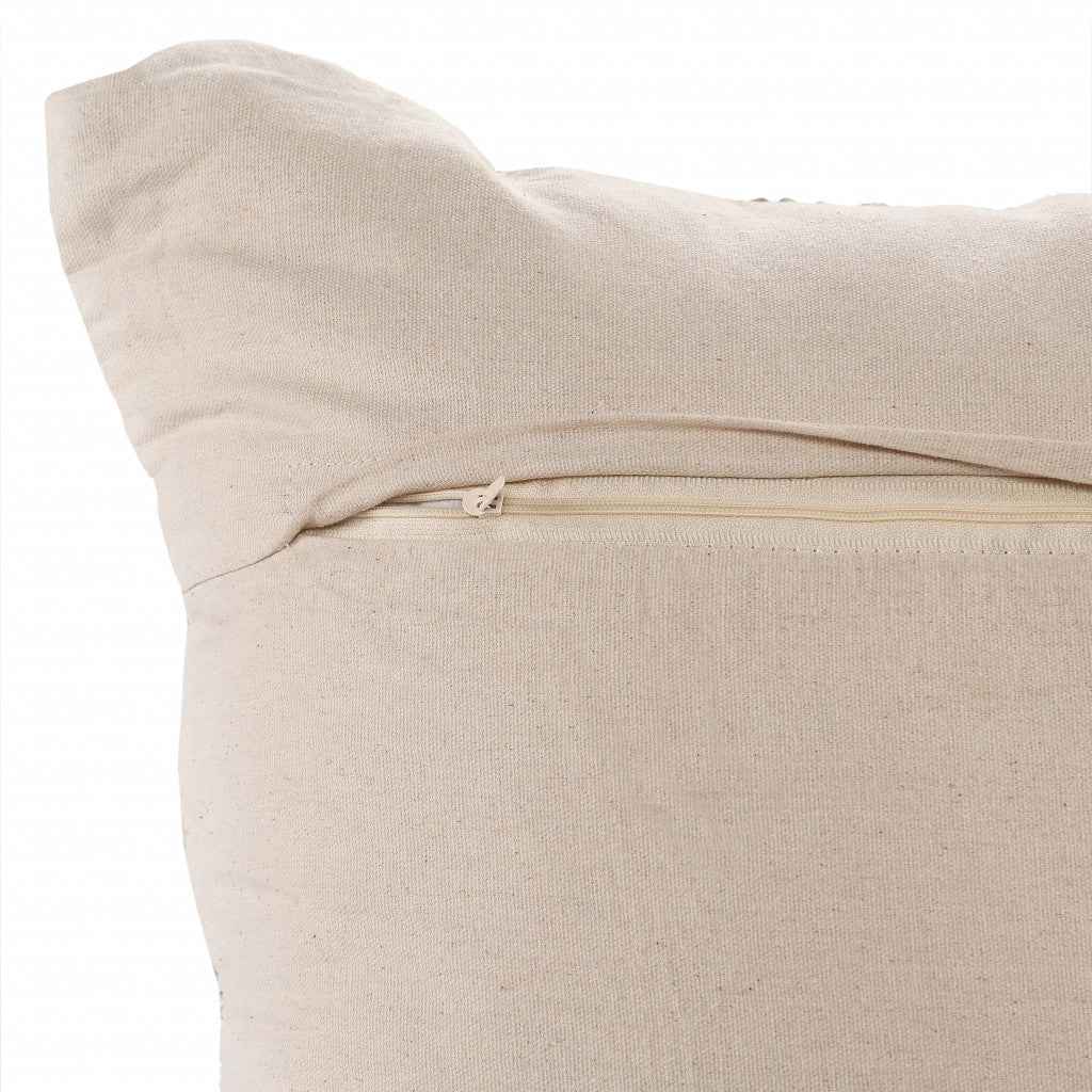 20" X 20" Gray And Off-White 100% Cotton Abstract Zippered Pillow