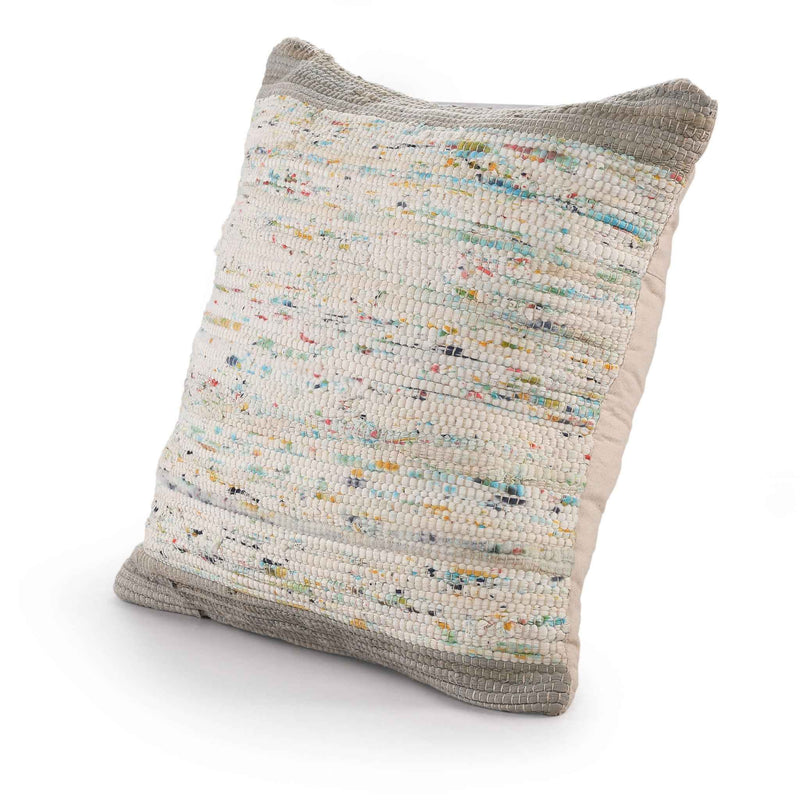 20" X 20" Gray And Off-White 100% Cotton Abstract Zippered Pillow