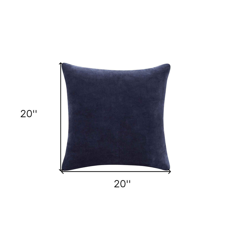 20" X 20" Dark Blue 100% Cotton Zippered Pillow