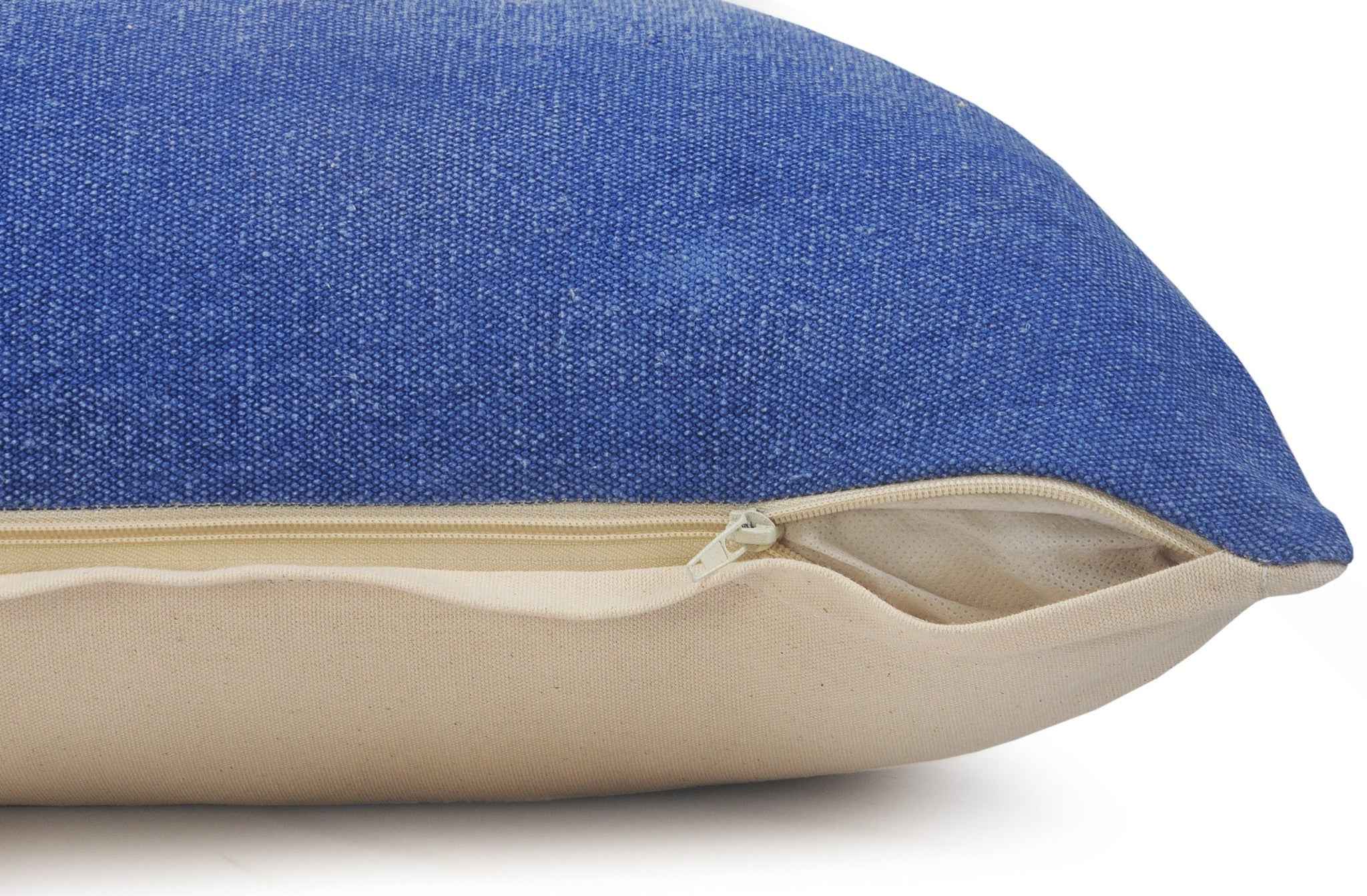 20" X 20" Classic Blue 100% Cotton Zippered Pillow