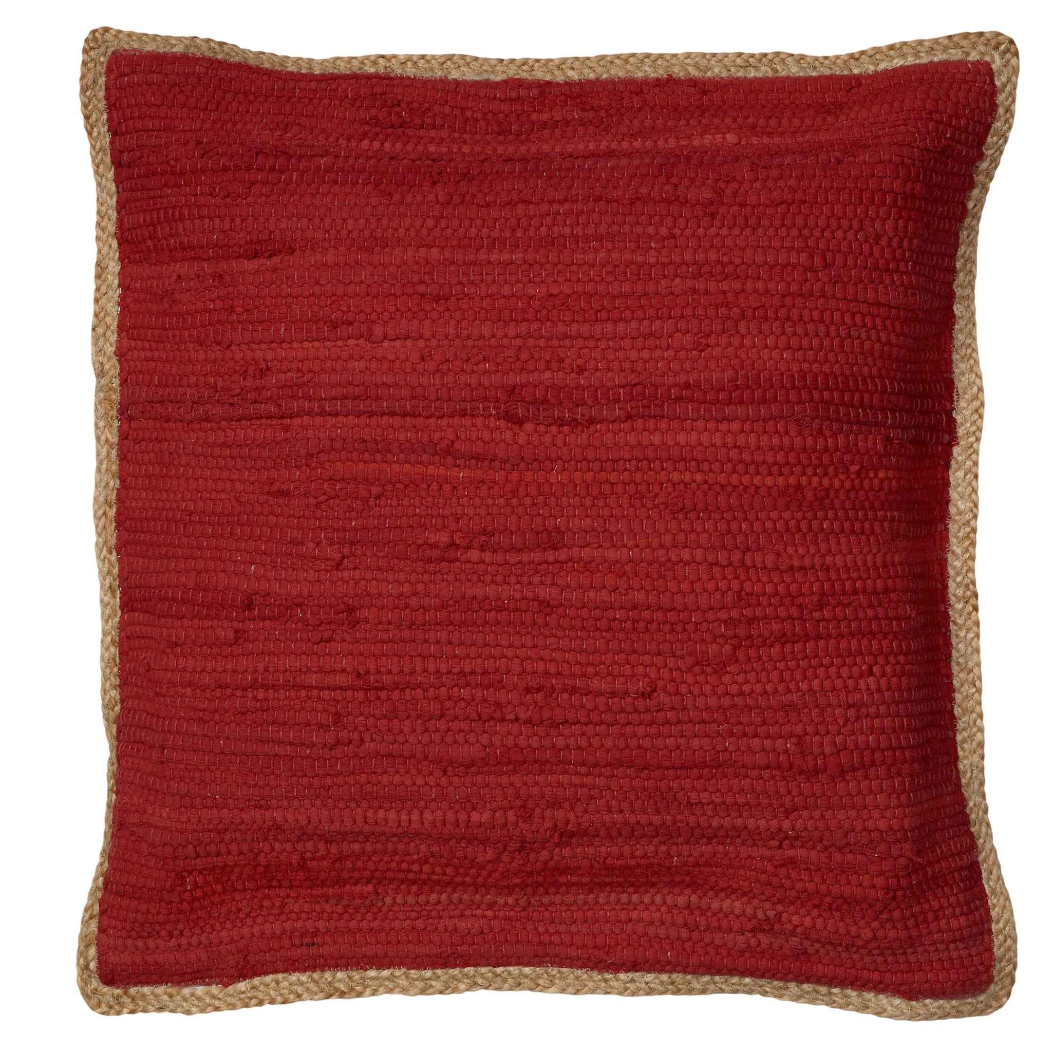 20" x 20" Red 100% Cotton Zippered Pillow