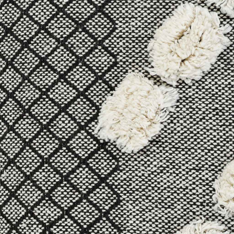 20" X 20" Black Gray And Cream 100% Cotton Geometric Zippered Pillow