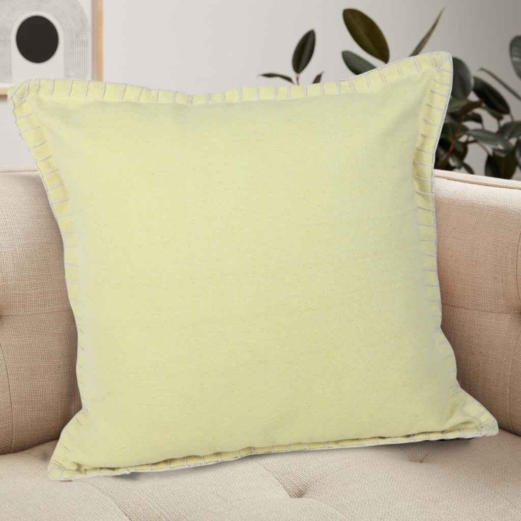 20" X 20" Light Yellow 100% Cotton Zippered Pillow