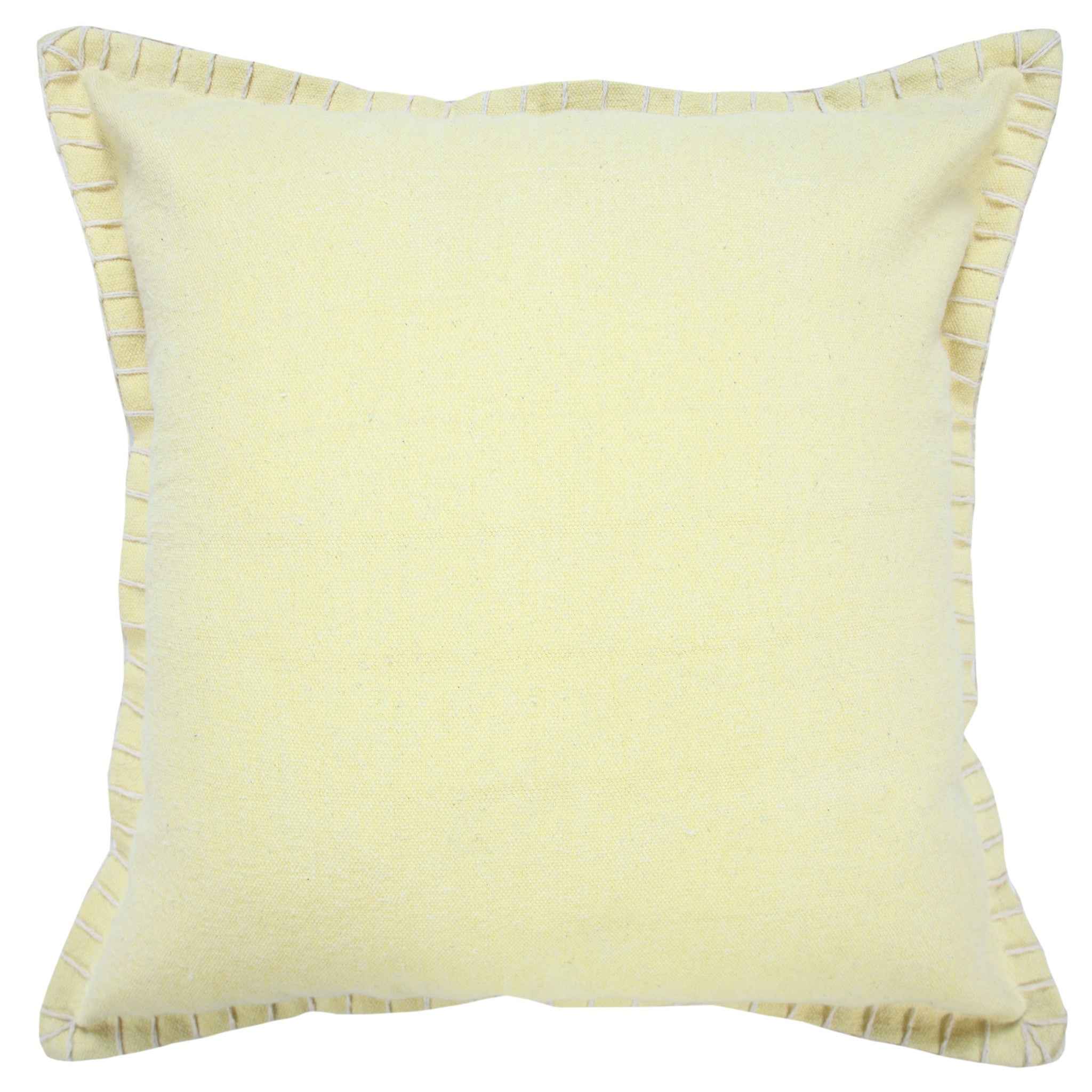 20" X 20" Light Yellow 100% Cotton Zippered Pillow