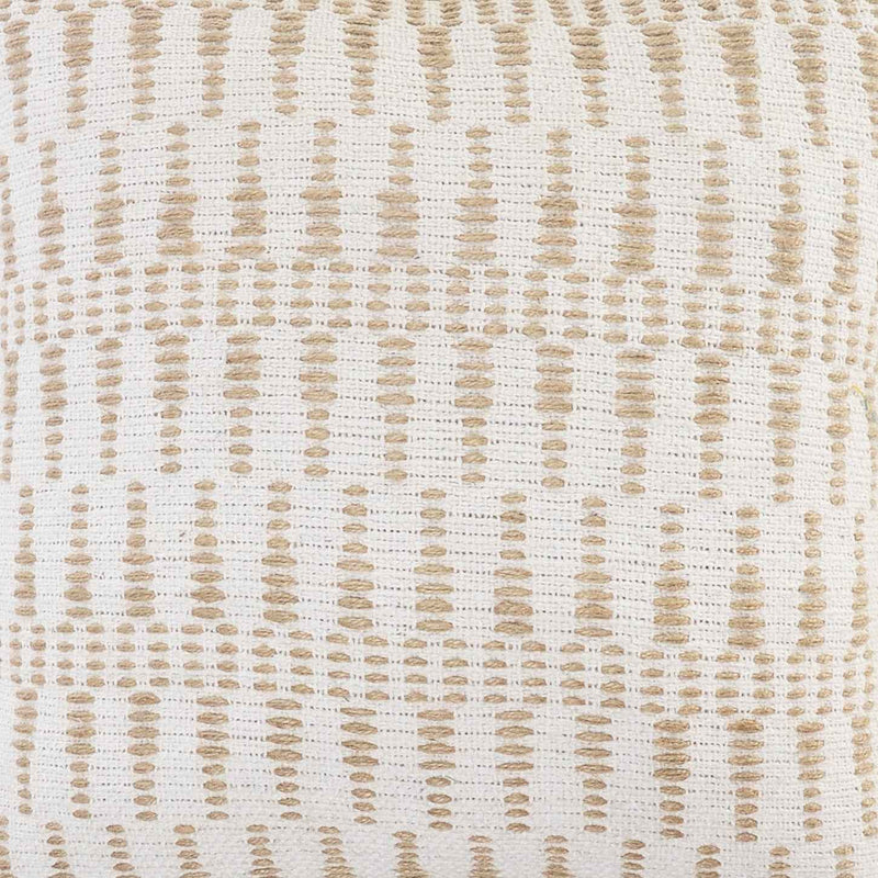20" X 20" Ivory And Tan 100% Cotton Geometric Zippered Pillow