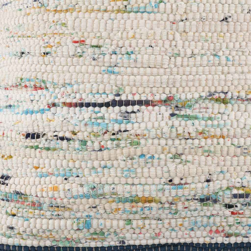 20" X 20" Blue And Off-White 100% Cotton Abstract Zippered Pillow