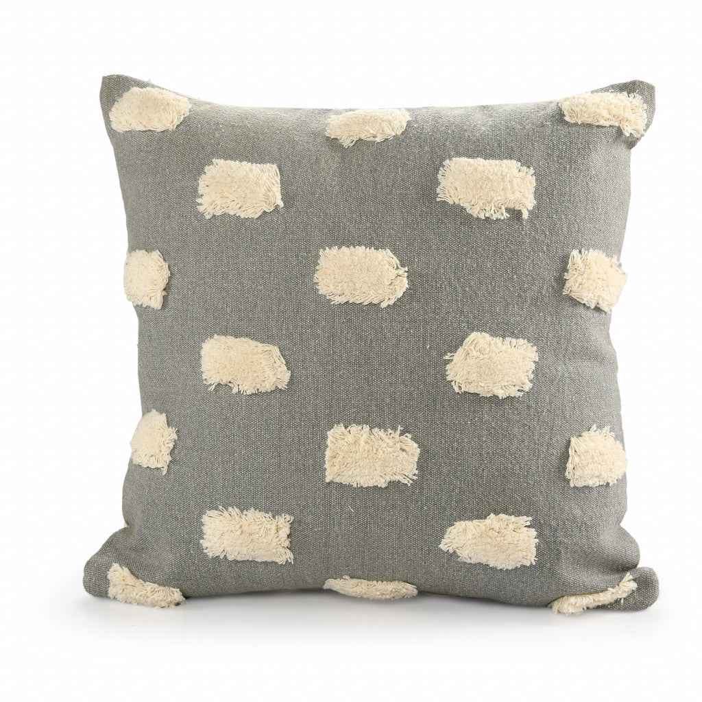 20" X 20" Gray 100% Cotton Zippered Pillow
