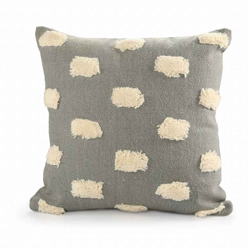20" X 20" Gray 100% Cotton Zippered Pillow