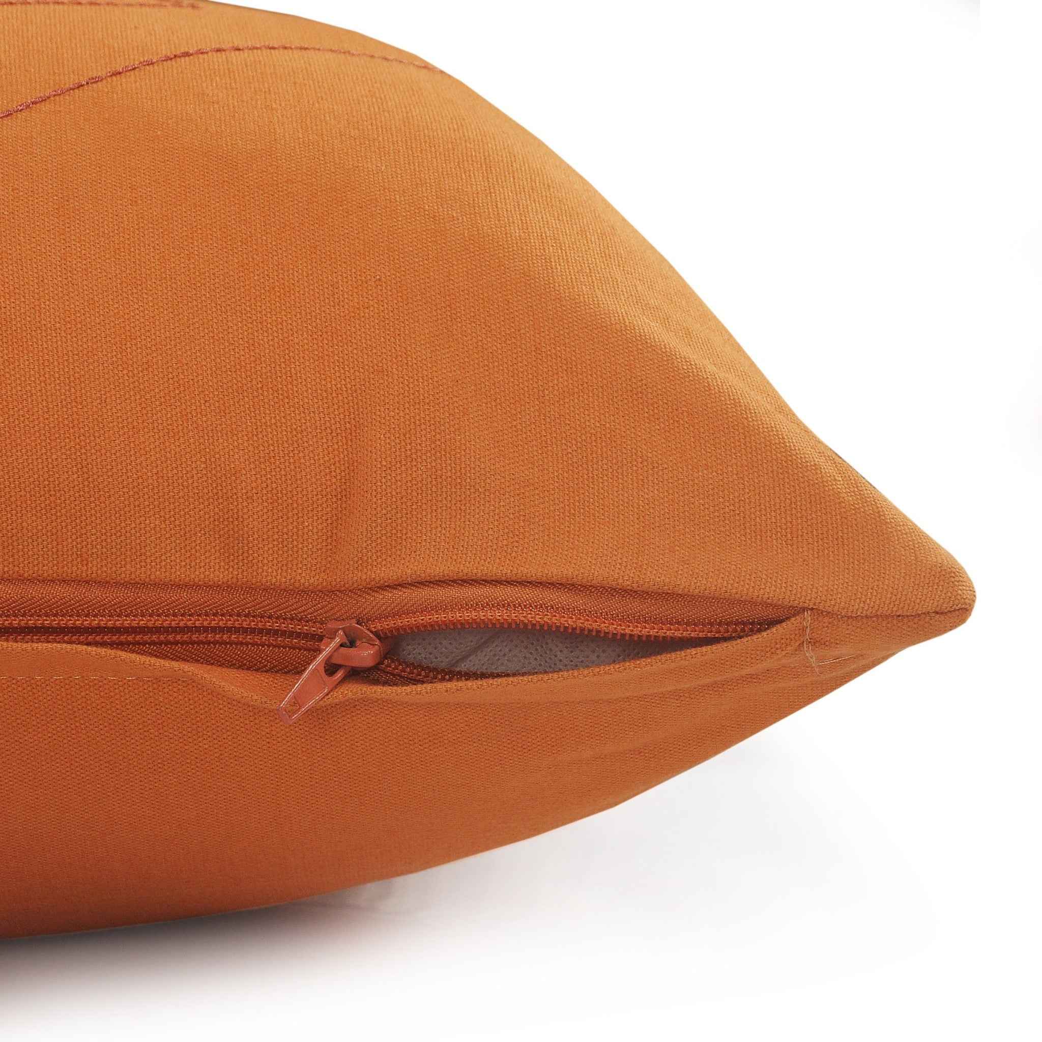 20" X 20" Orange And Dark Orange 100% Cotton Diamond Zippered Pillow